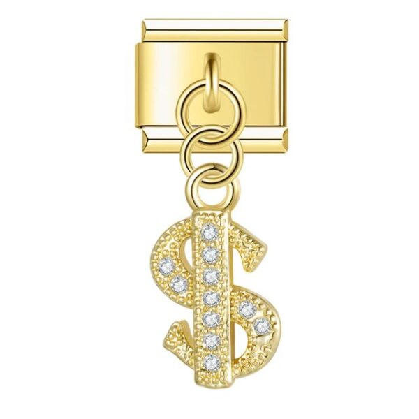 Charm Diamond Encrusted Dollar from Italian Bracelet