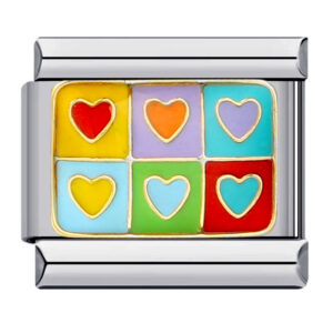 Charm Lovely colourful hearts zilver van Italian Bracelet