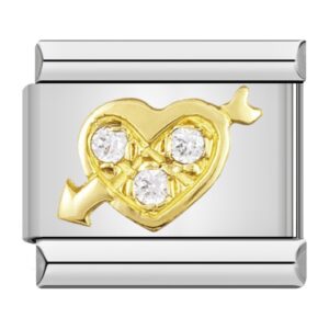 Charm Heart & Diamonds for in your Italian Bracelet