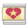 Charm of a red heart with gold star for in your Italian Bracelet