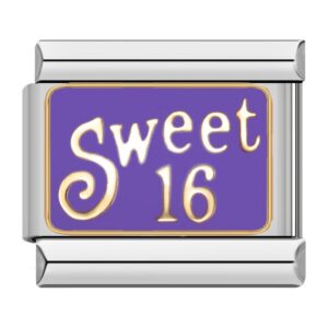 Charm of the text Sweet 16 for in your Italian Bracelet