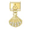 Charm diamond crusted golden shell from Italian Bracelet