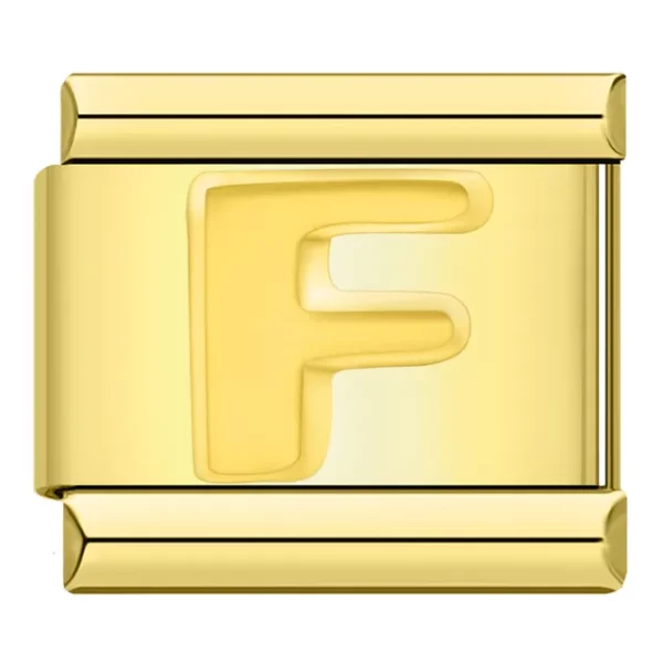 Charm letter F in gold color from Italian Bracelet