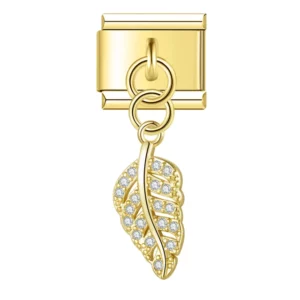 Charm Golden Feather from Italian Bracelet