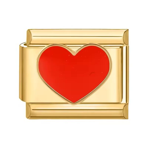 Charm Red Hot Heart Gold van Italian Bracelet