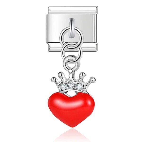 Crown Charm & Heart Pendant Bracelet