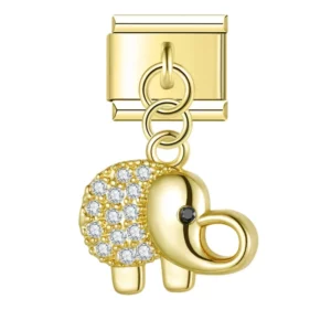 Charm Diamond Encrusted Elephant Gold von Italian Bracelet