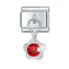 Charm Rote Kristallblume von Italian Bracelet