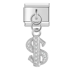 Charm Crystal Encrusted Silver Dollar van Italian Bracelet