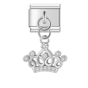 Charm Crystal Encrusted Silver Crown van Italian Bracelet