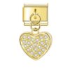 Charm Crystal covered golden heart from Italian Bracelet