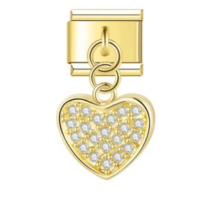 Charm Crystal covered golden heart from Italian Bracelet