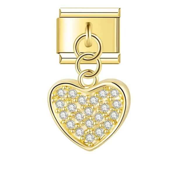 Charm Crystal covered golden heart from Italian Bracelet