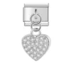 Charm Crystal covered silver heart van Italian Bracelet