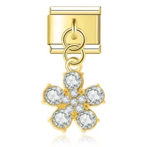 Charm Diamond Encrusted Flower von Italian Bracelet