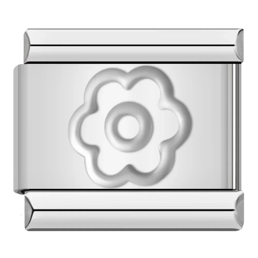 Charme Blume silber von Italian Bracelet