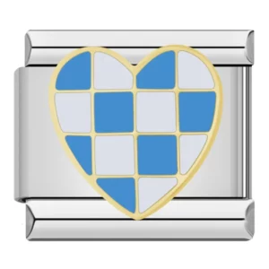 Charm Blue Checkered Heart from Italian Bracelet