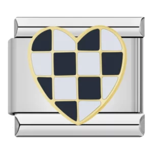 Charm Black Checkered Heart from Italian Bracelet