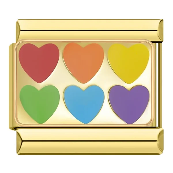 Charm Colourful Hearts goud van Italian Bracelet