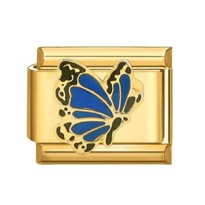 Charm Blue Butterfly Gold by Italian Bracelet