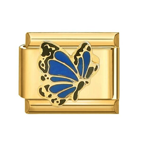 Charm Blauer Schmetterling Gold von Italian Bracelet