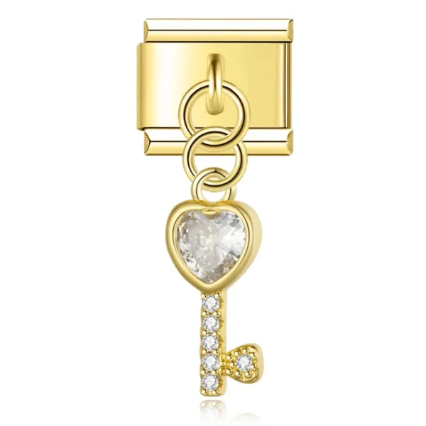 Charm Crystal Encrusted Key Gold von Italian Bracelet