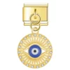 Charm Crystal Encrusted Evil Eye 2.0 Gold van Italian Bracelet