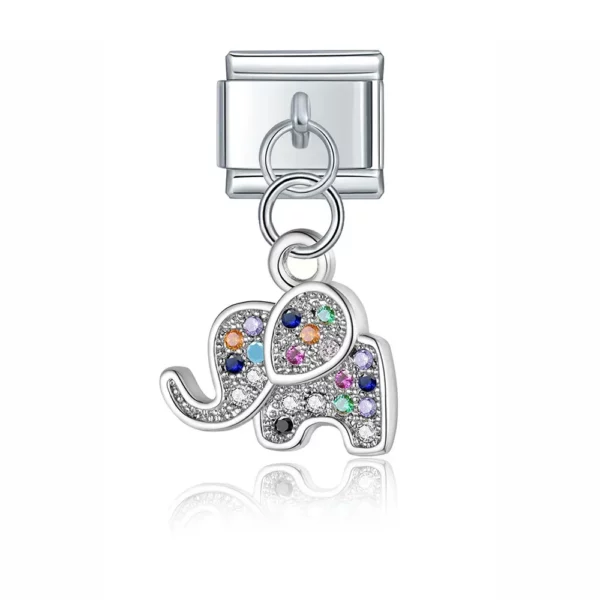 Charm Crystal Encrusted Olifant Silver van Italian Bracelet