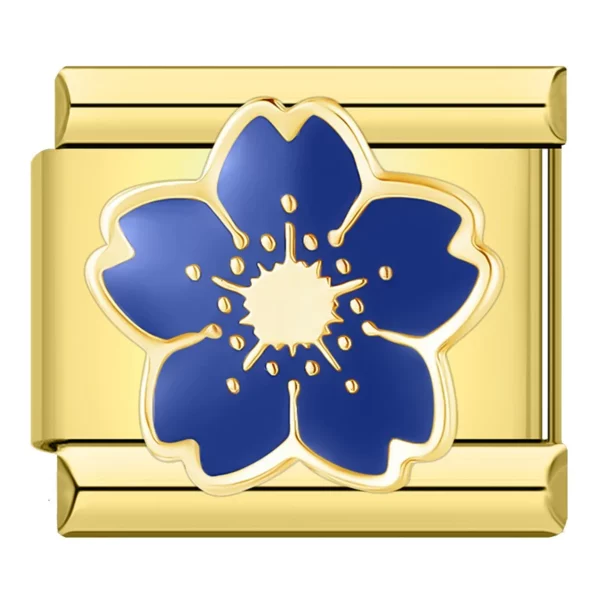 Charm Blauwe bloem Goud van Italian Bracelet