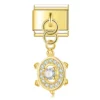 Charm Crystal Encrusted Turtle Gold van Italian Bracelet