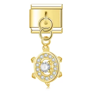 Charm Kristall verkrustete Schildkröte Gold von Italian Bracelet