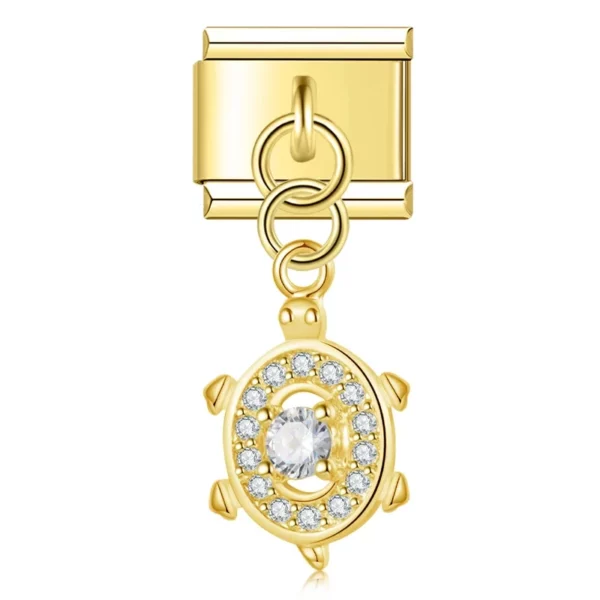 Charm Crystal Encrusted Turtle Gold van Italian Bracelet