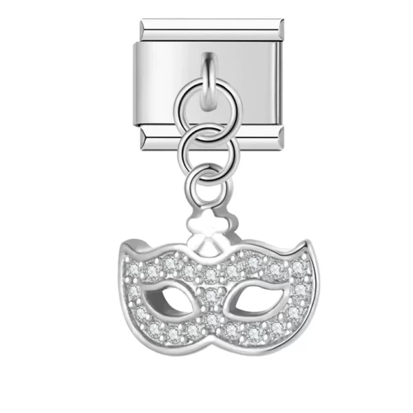 Charm Crystal Encrusted Mask zilver van Italian Bracelet