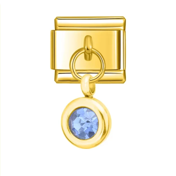 Charm Blue Crystal Gold van Italian Bracelet