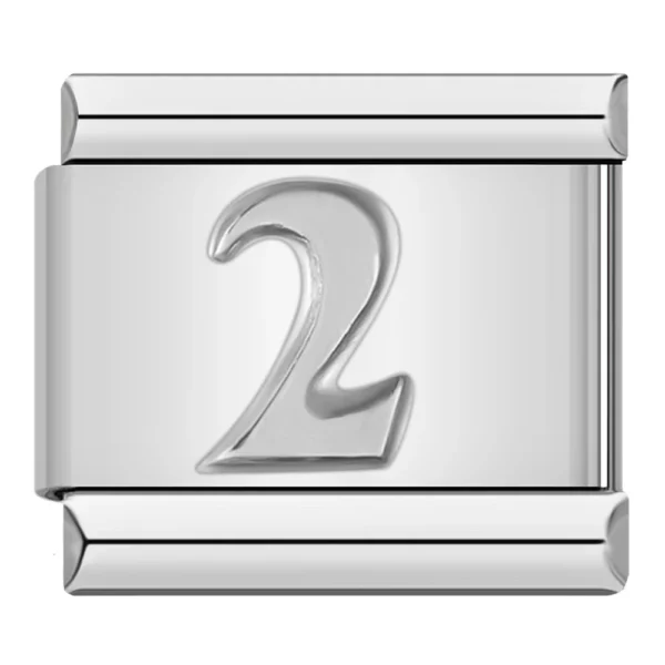 Charm nummer 2 zilver van Italian Bracelet