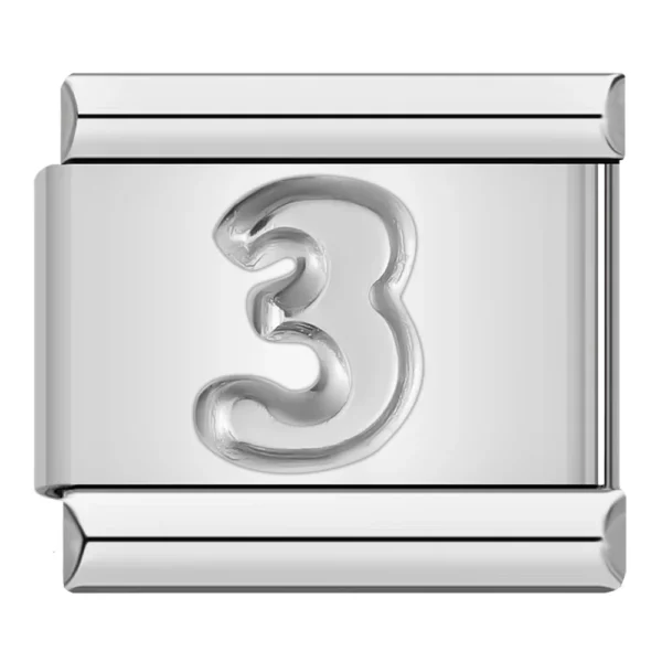 Charm nummer 3 zilver van Italian Bracelet