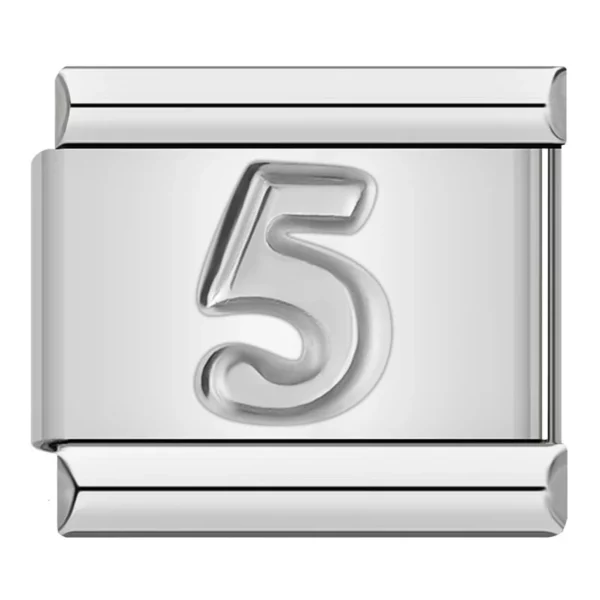 Charm nummer 5 zilver van Italian Bracelet