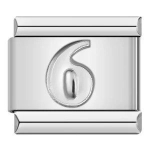 Charm nummer 6 zilver van Italian Bracelet