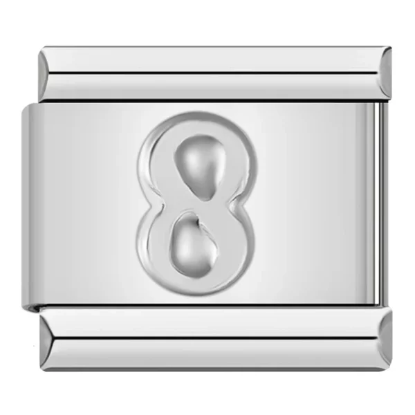 Charm nummer 8 zilver van Italian Bracelet