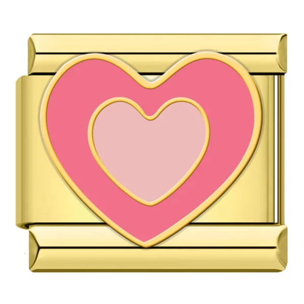 Charm Roze Hart Goud van Italian Bracelet
