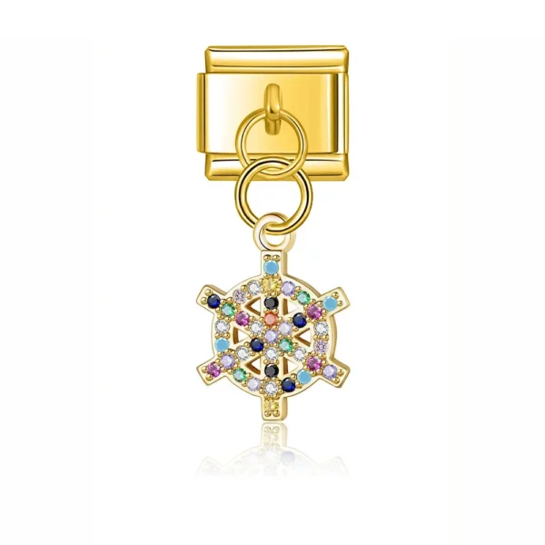 Charm Crystal Encrusted Wheel of Life van Italian Bracelet