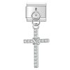 Charm Crystal Encrusted kruis zilver van Italian Bracelet