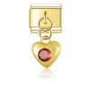 Charm: Red Crystal Gold Heart from Italian Bracelet
