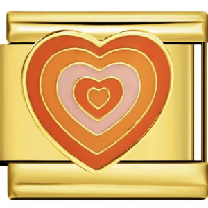 Charm My crazy orange and red heart goud van Italian Bracelet