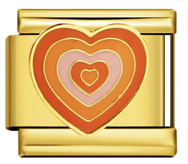 Charm My crazy orange and red heart goud van Italian Bracelet
