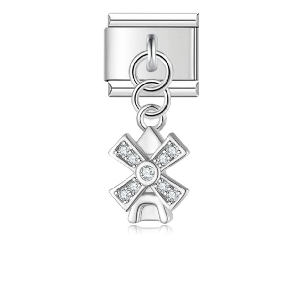 Charm Crystal Encrusted Windmill zilver van Italian Bracelet