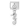Charm „Mit Kristallen besetztes Seepferdchen“ aus Silber von Italian Bracelet