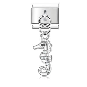 Charm Crystal Encrusted Seahorse zilver van Italian Bracelet