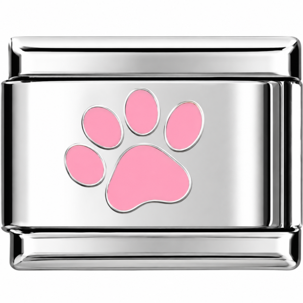 Charm Pink Puppy Paw zilver van Italian Bracelet