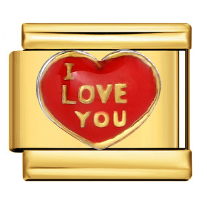Charm I love you with all my heart goud van Italian Bracelet